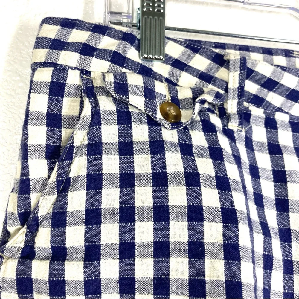 Lucky Brand Shorts Dispatcher Gingham 29 Navy Cotton Linen - Picture 6 of 16